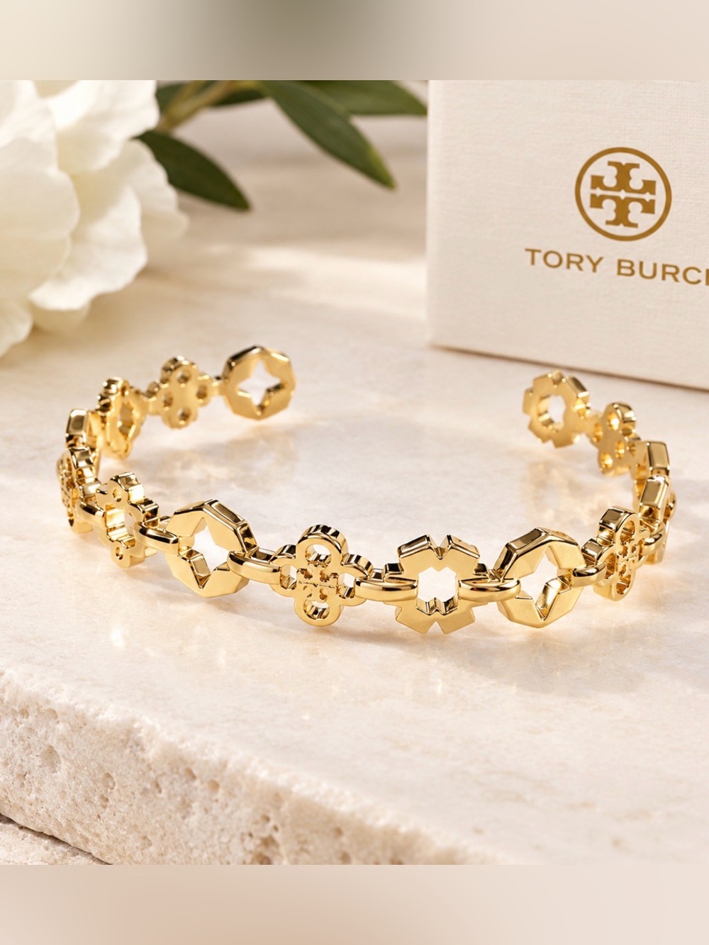 NEW Tory Burch Kira Multi-Motif Cuff Bracelet in Gold